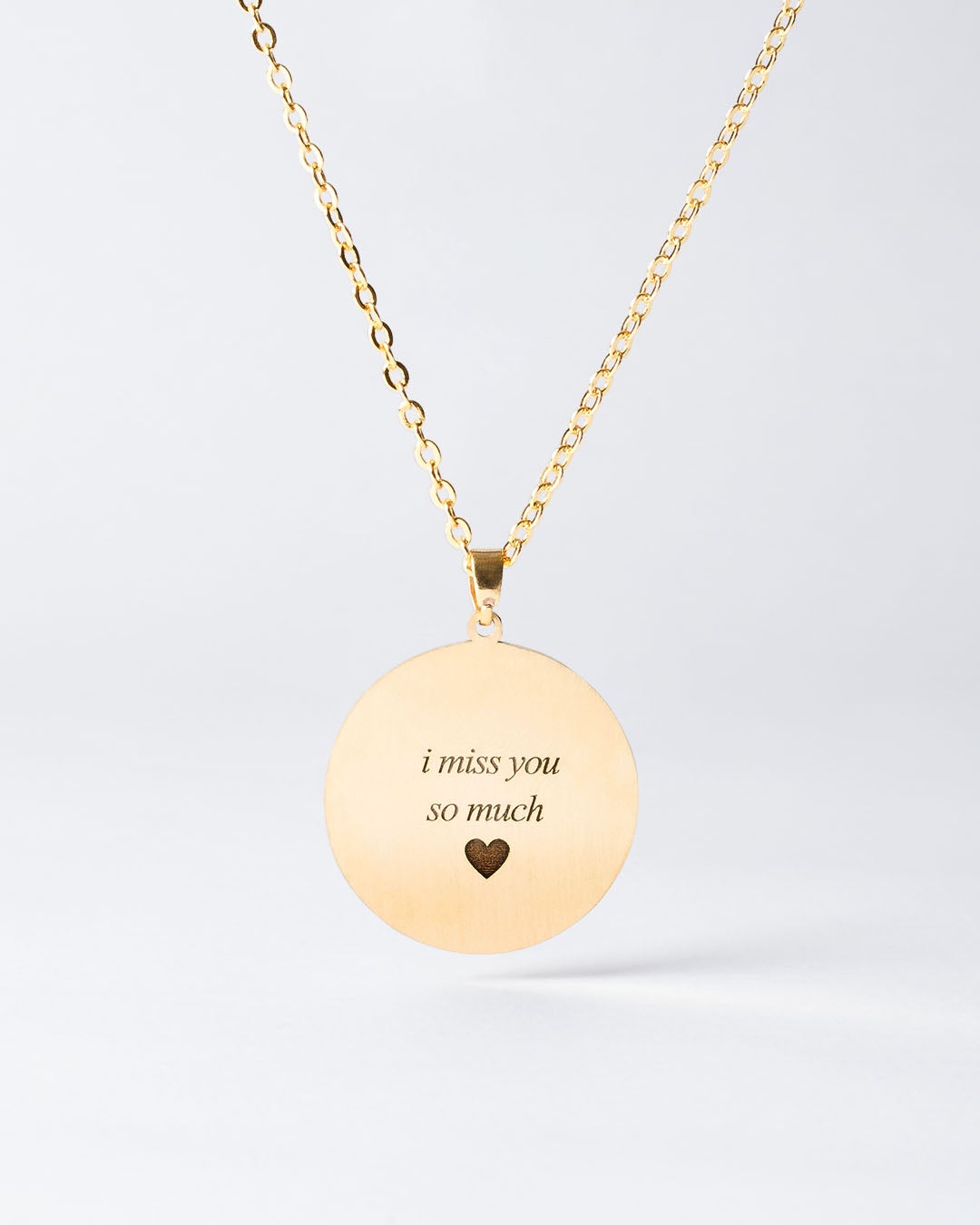 Pet memorial gifts, Gold medallion cat memorial necklace engraving