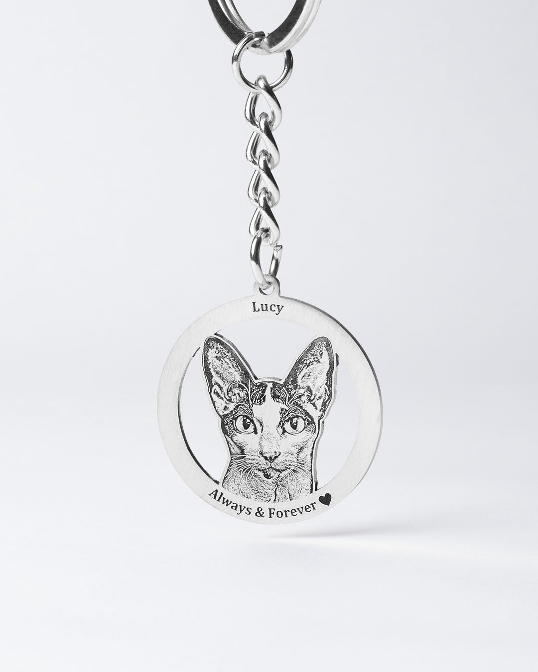 pet memorial gift, silver halo cat memorial keychain