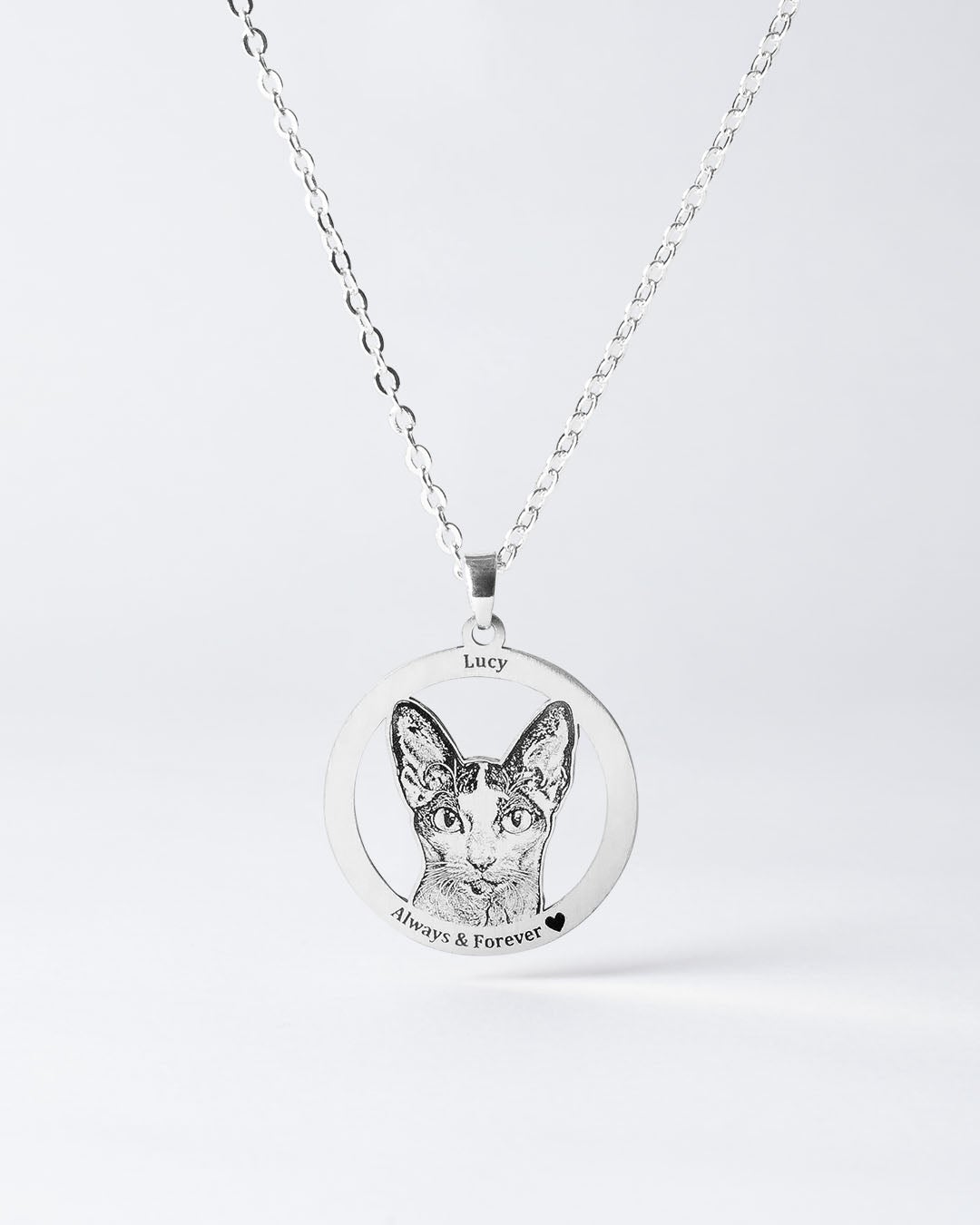 pet memorial gifts, silver halo cat memorial necklace