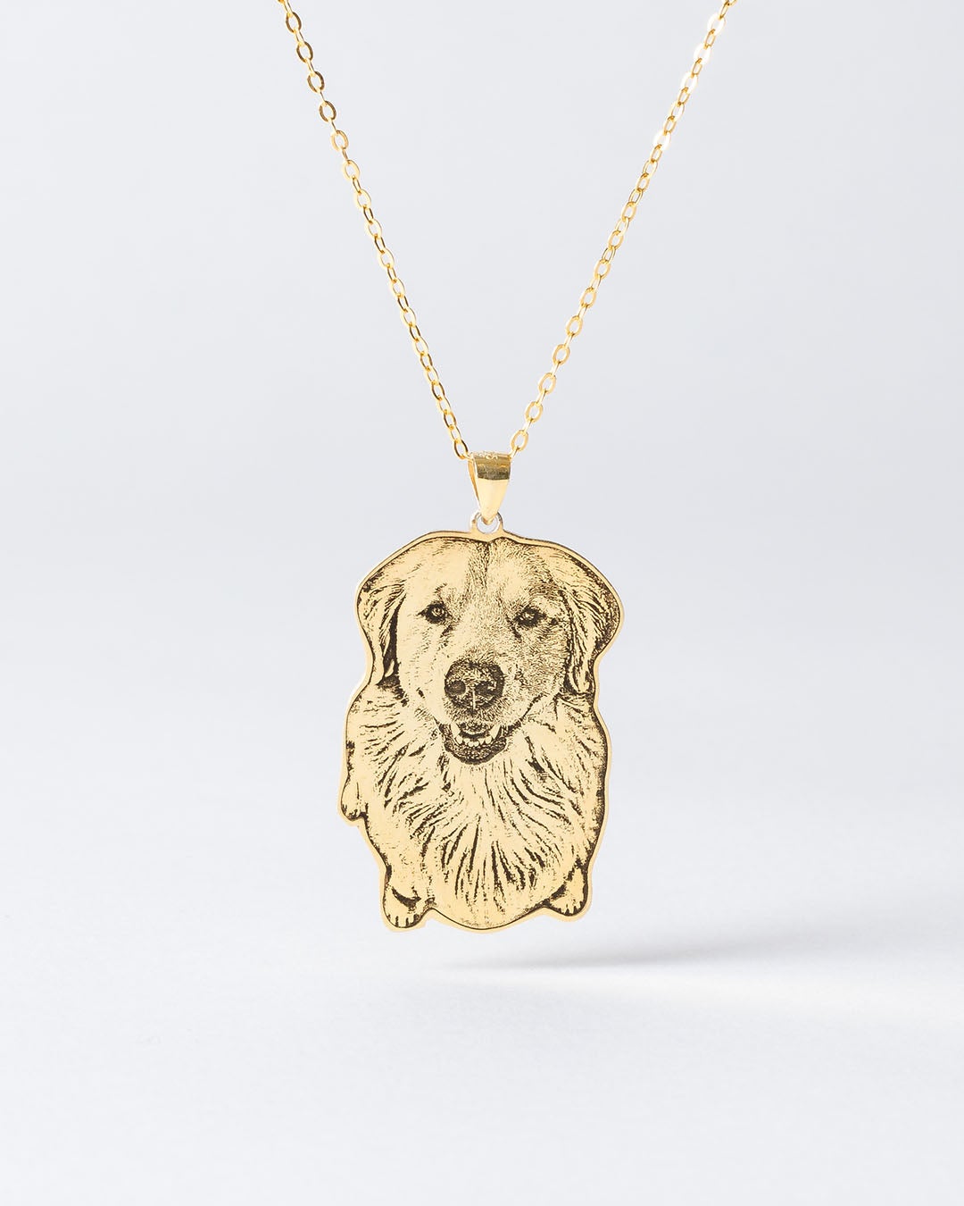 Dog memorial gifts, Gold Portrait Dog Memorial Necklace