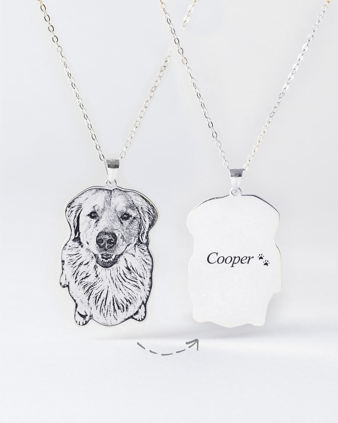 Dog memorial gifts, Silver Portrait Dog Memorial Necklace