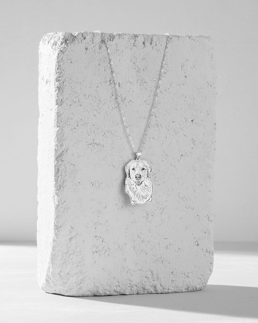 Dog memorial gifts, Silver Portrait Dog Necklace