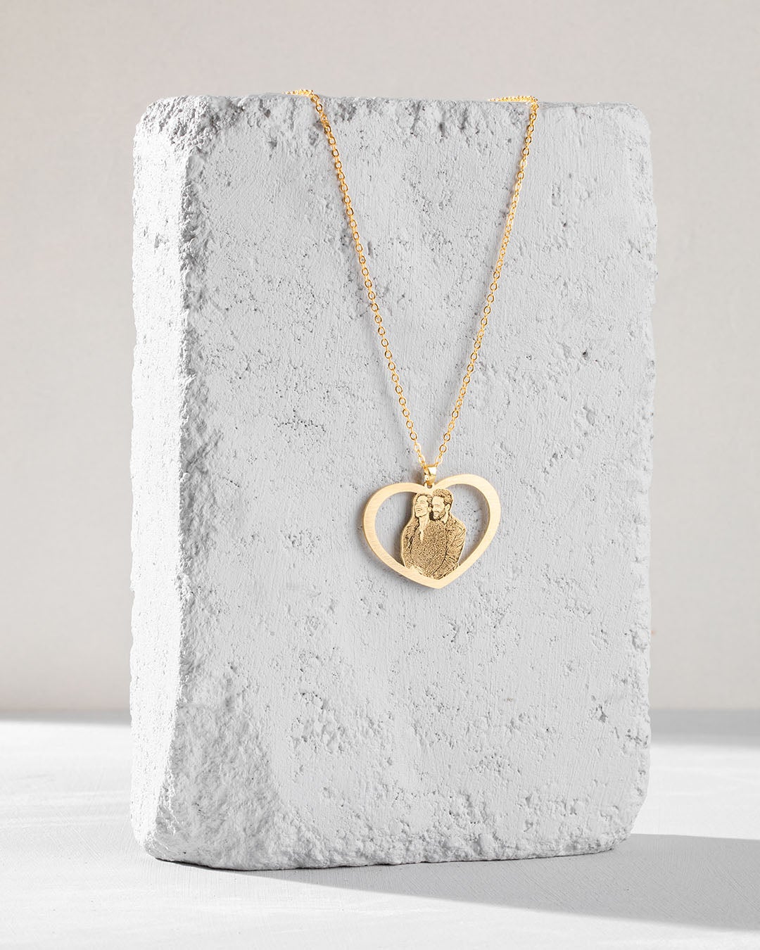 Memorial jewellery, Gold couple Halo Heart Necklace