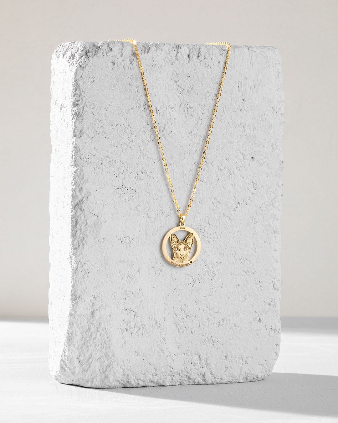 pet memorial gifts, gold halo cat necklace