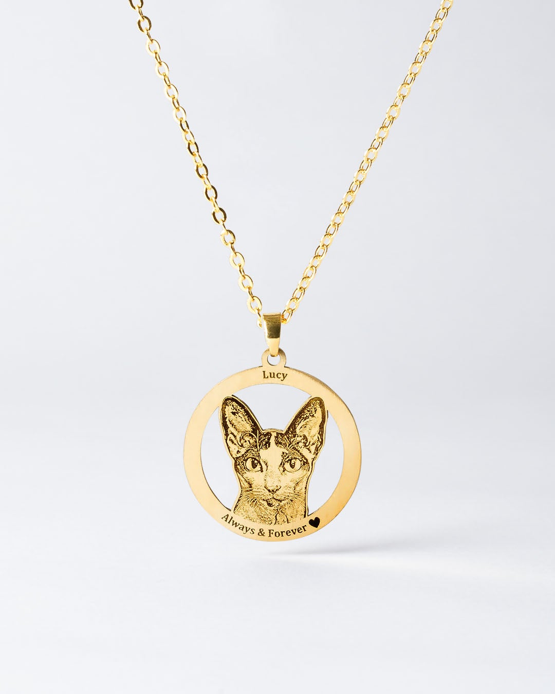 pet memorial gifts, gold halo cat memorial necklace