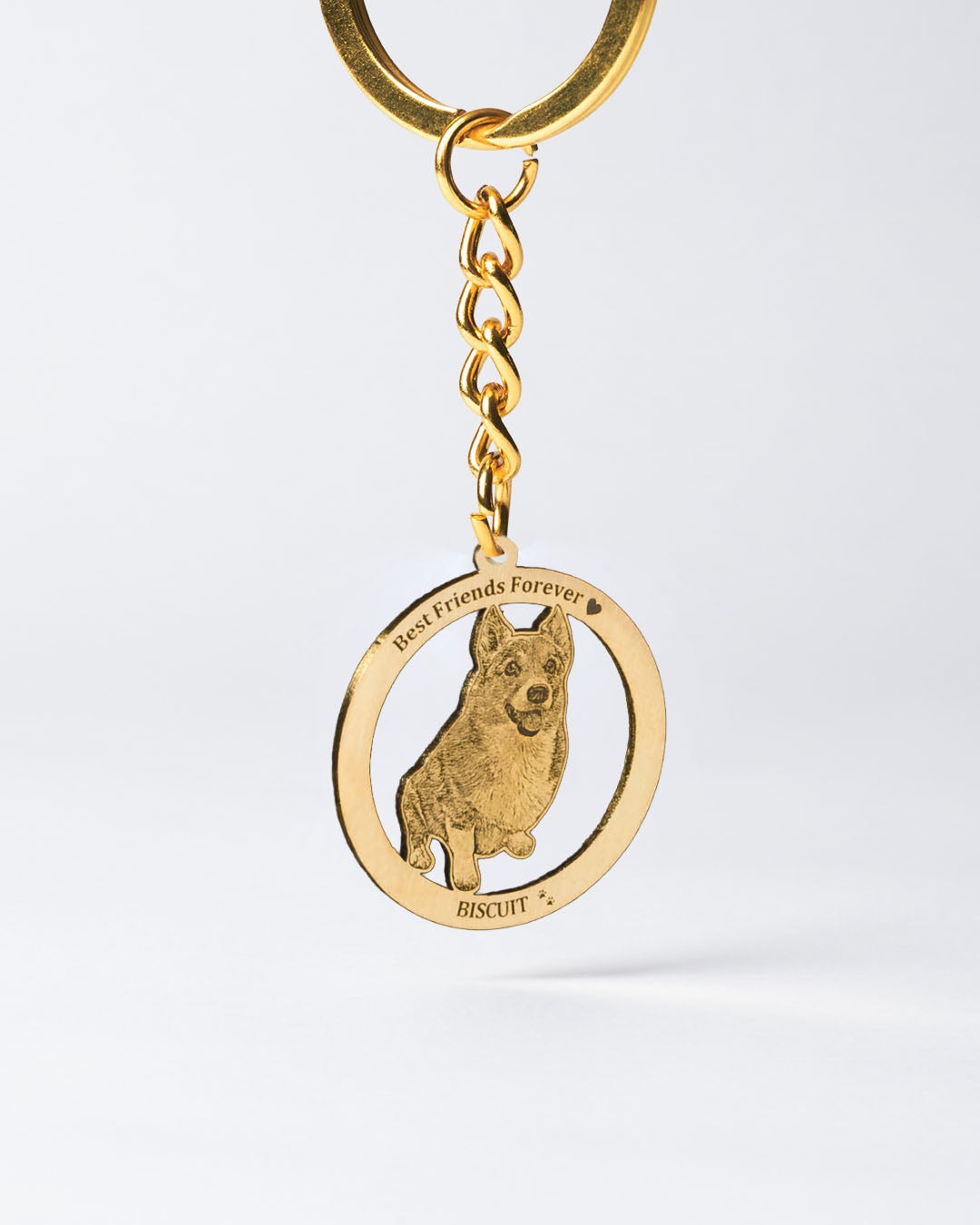 Dog memorial gifts, gold halo dog memorial keychain