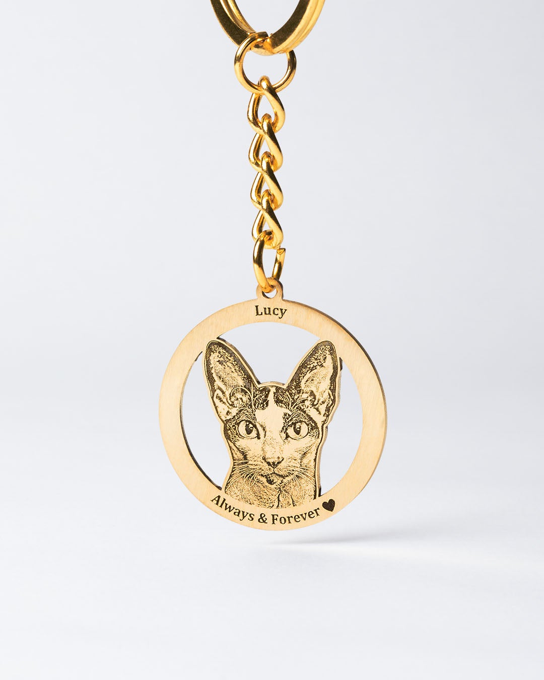 pet memorial gift, gold halo cat memorial keychain