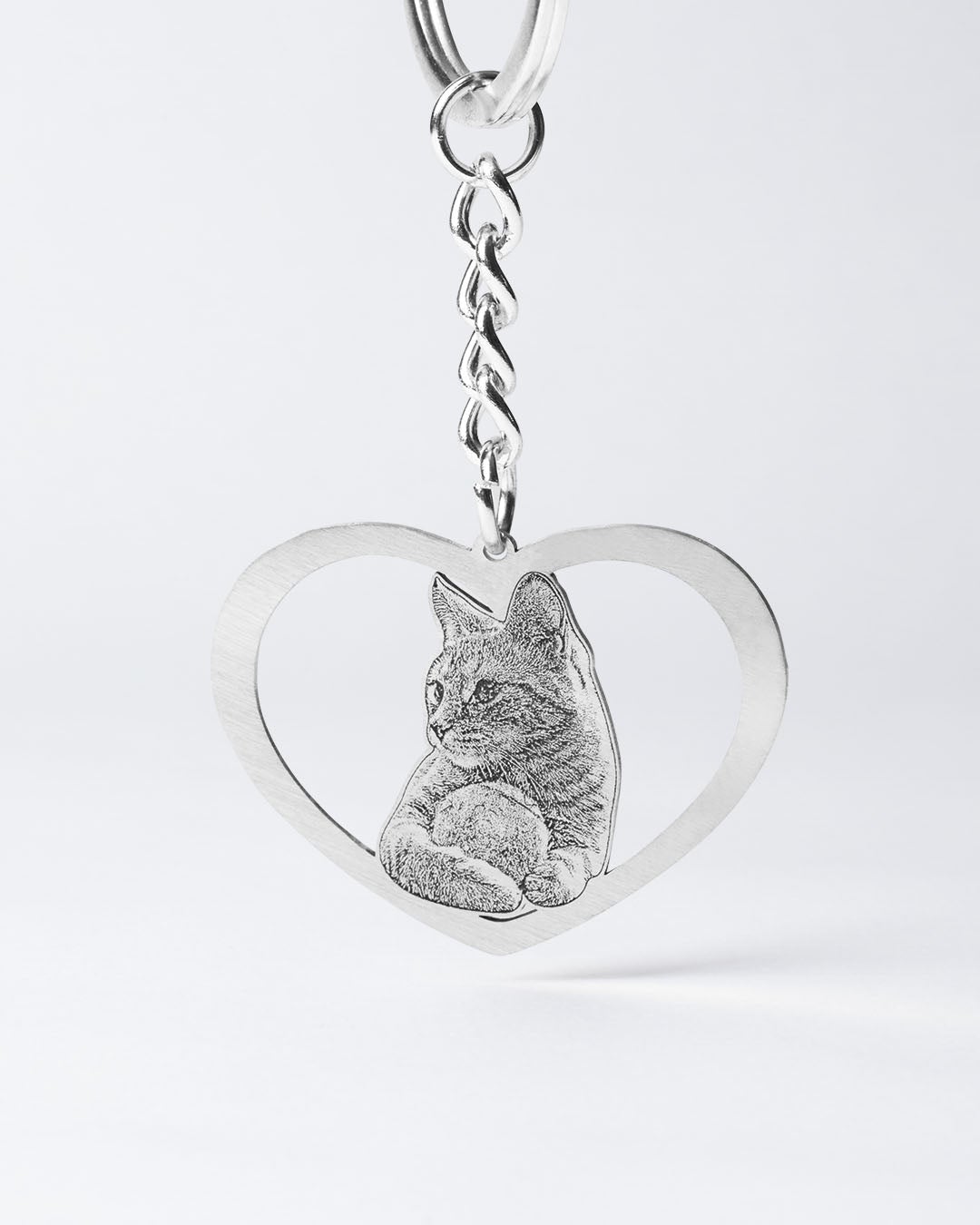 Pet Memorial Gift Halo Heart Keychain Silver