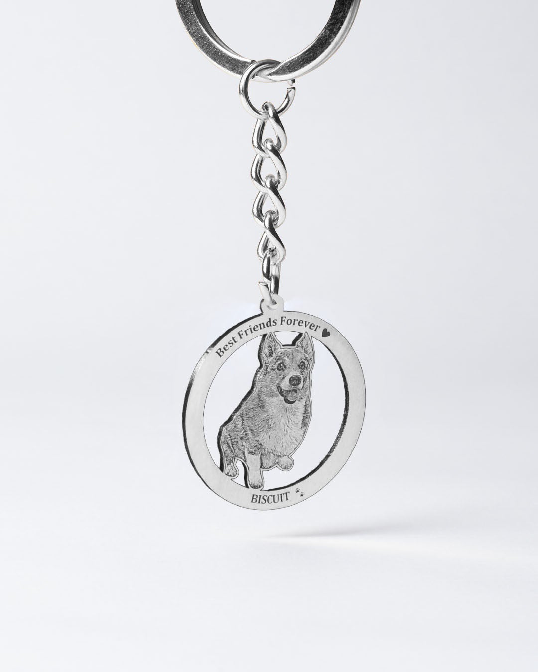 Dog memorial gifts, silver halo dog memorial keychain