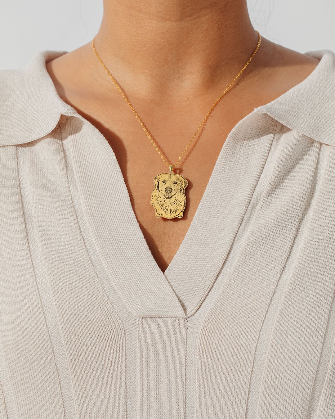 Dog memorial gifts, Gold Portrait Dog Necklace