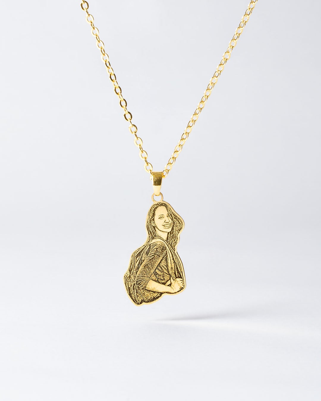 Memorial Jewellery, Gold Portrait Memorial Necklace