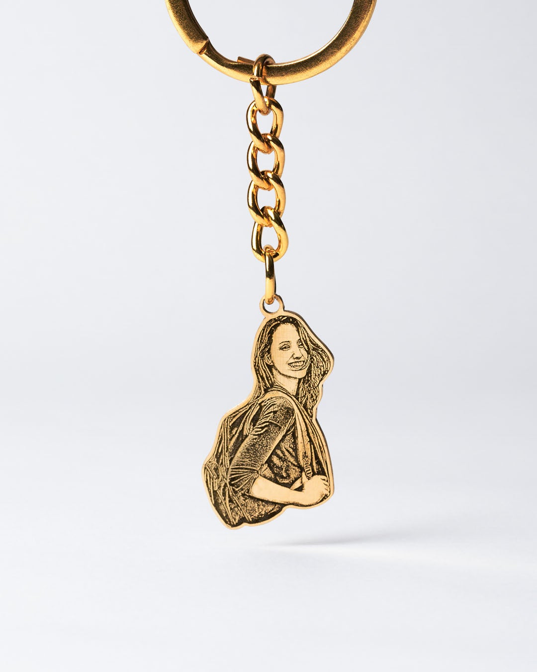 Memorial Jewellery, Gold Portrait Keychain