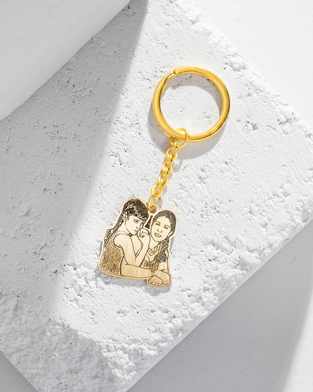 Memorial Jewellery, Gold Family Portrait Keychain