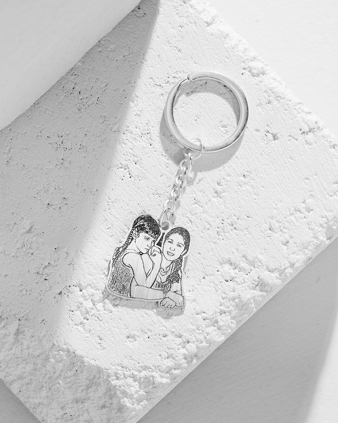 Memorial Jewellery, Silver Family Portrait Keychain